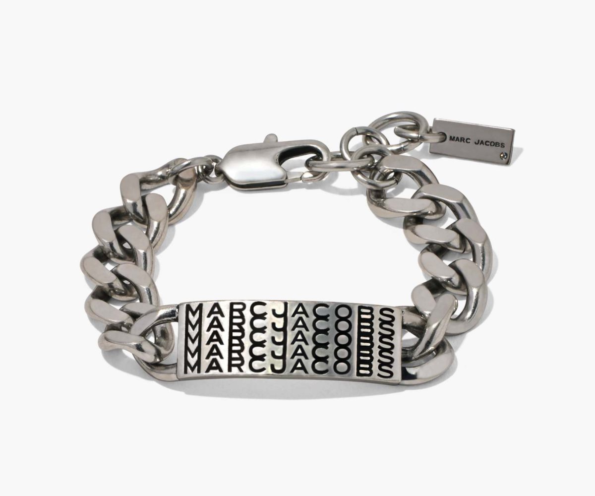 Marc Jacobs Barcode Monogram ID Chain Bracelet Aged Silver | NLZ-523847