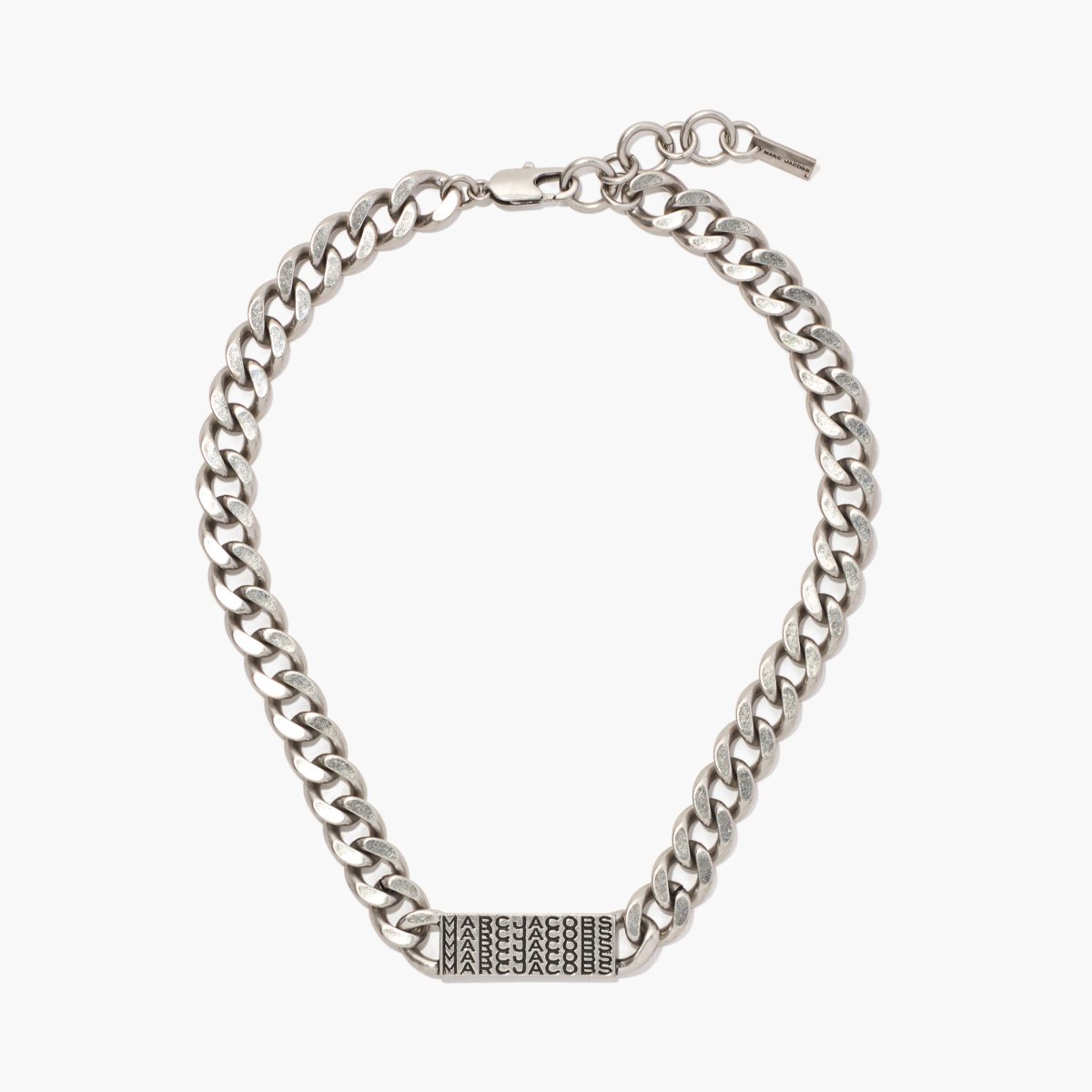 Marc Jacobs Barcode Monogram ID Chain Necklace Aged Silver | SRF-601825