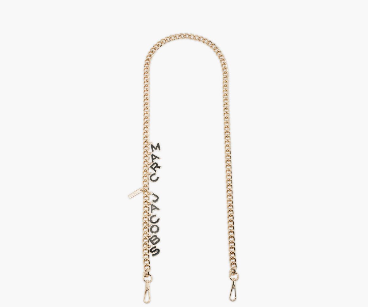 Marc Jacobs Charm Chain Crossbody Strap Black/Gold | PUD-794085