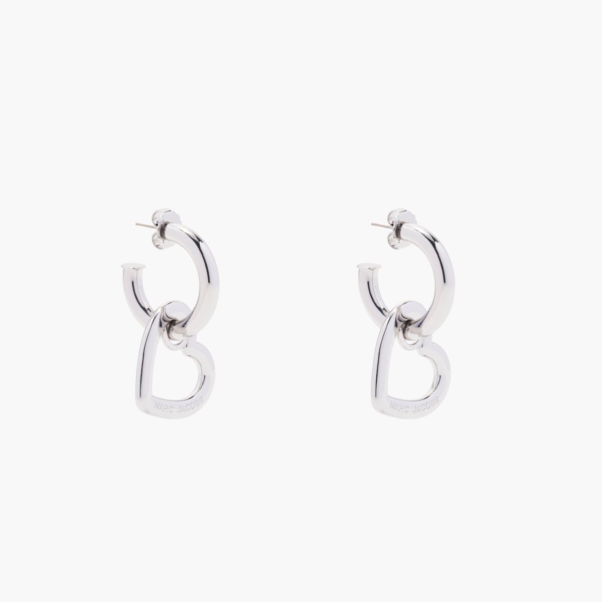 Marc Jacobs Charmed Double Heart Hoops Crystal/Silver | SJL-247689