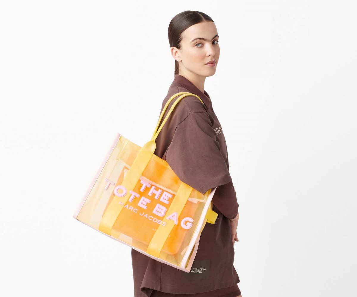 Marc Jacobs Colorblock Mesh Tote Bag Yellow Multi | MQC-312680