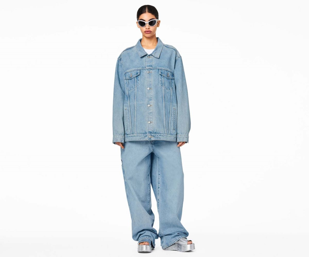 Marc Jacobs Denim Trucker Jacket Sun Bleached Denim | XRU-453860