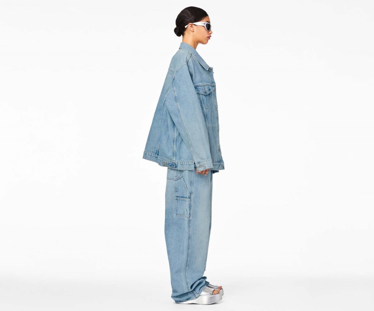 Marc Jacobs Denim Trucker Jacket Sun Bleached Denim | XRU-453860