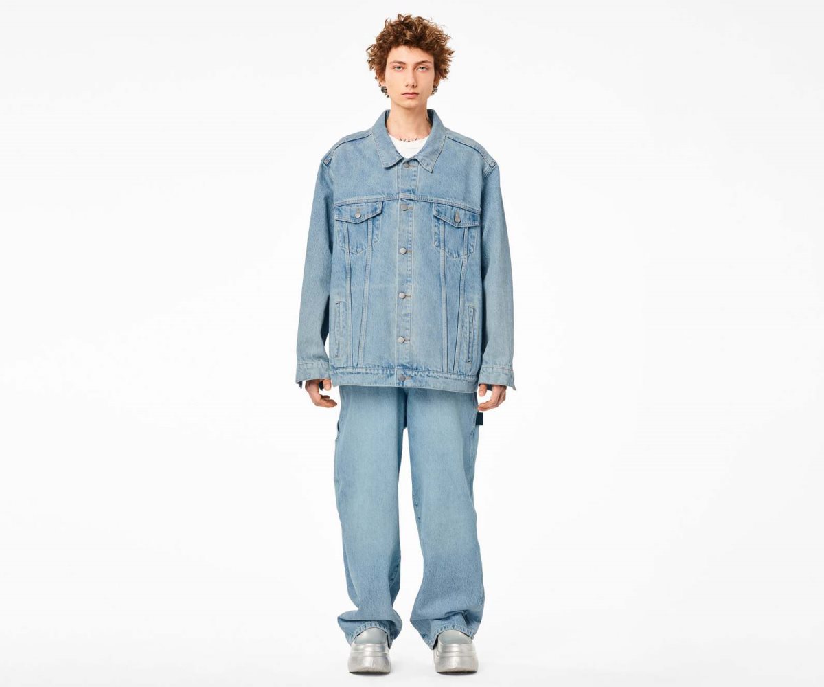 Marc Jacobs Denim Trucker Jacket Sun Bleached Denim | XRU-453860