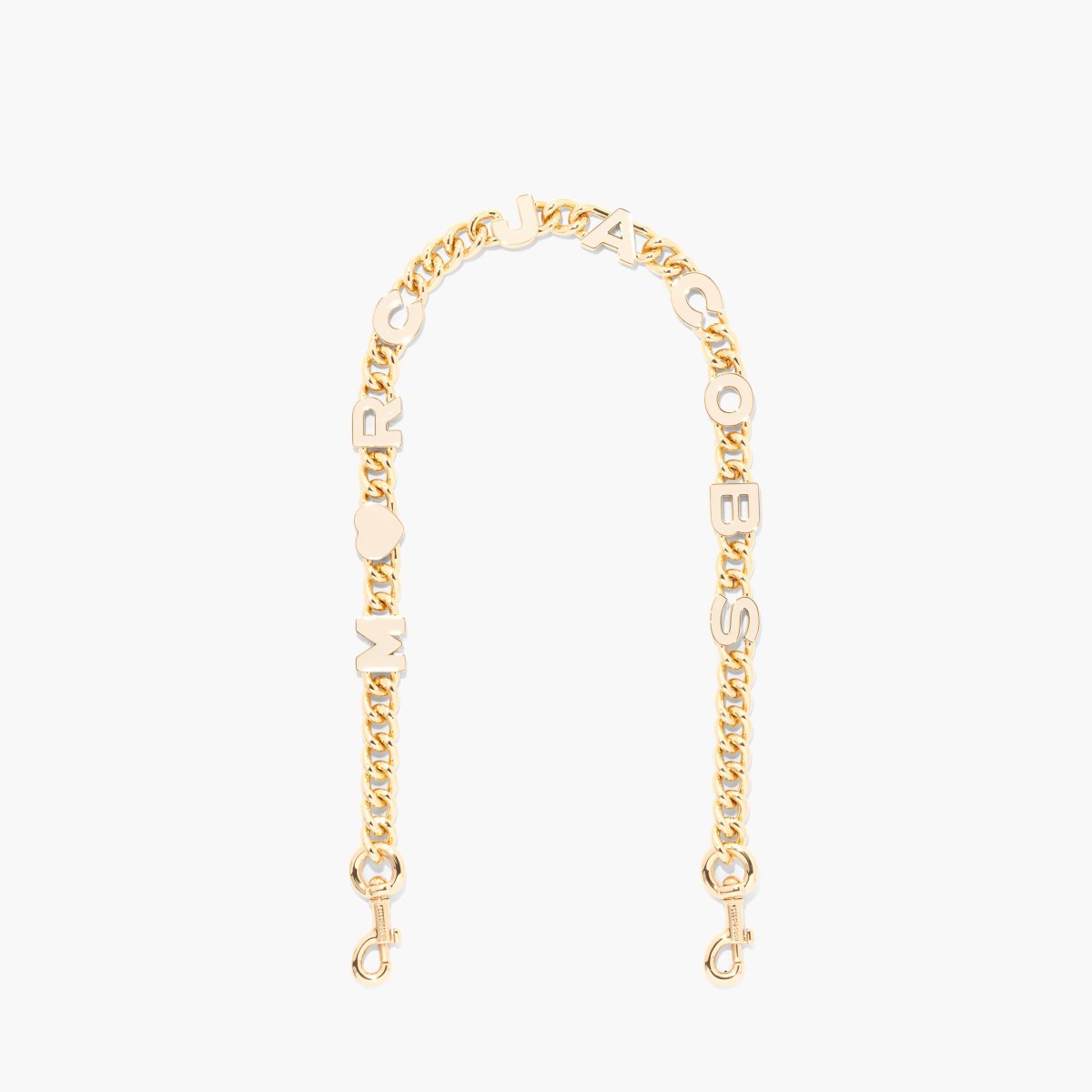 Marc Jacobs Heart Charm Chain Shoulder Strap Cloud White/Gold | HEJ-690254