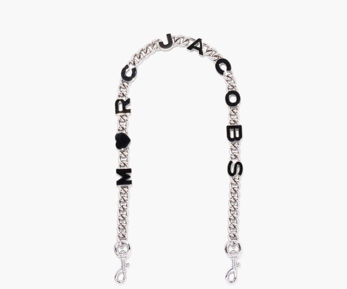 Marc Jacobs Heart Charm Chain Shoulder Strap Black/Silver | QHJ-618750