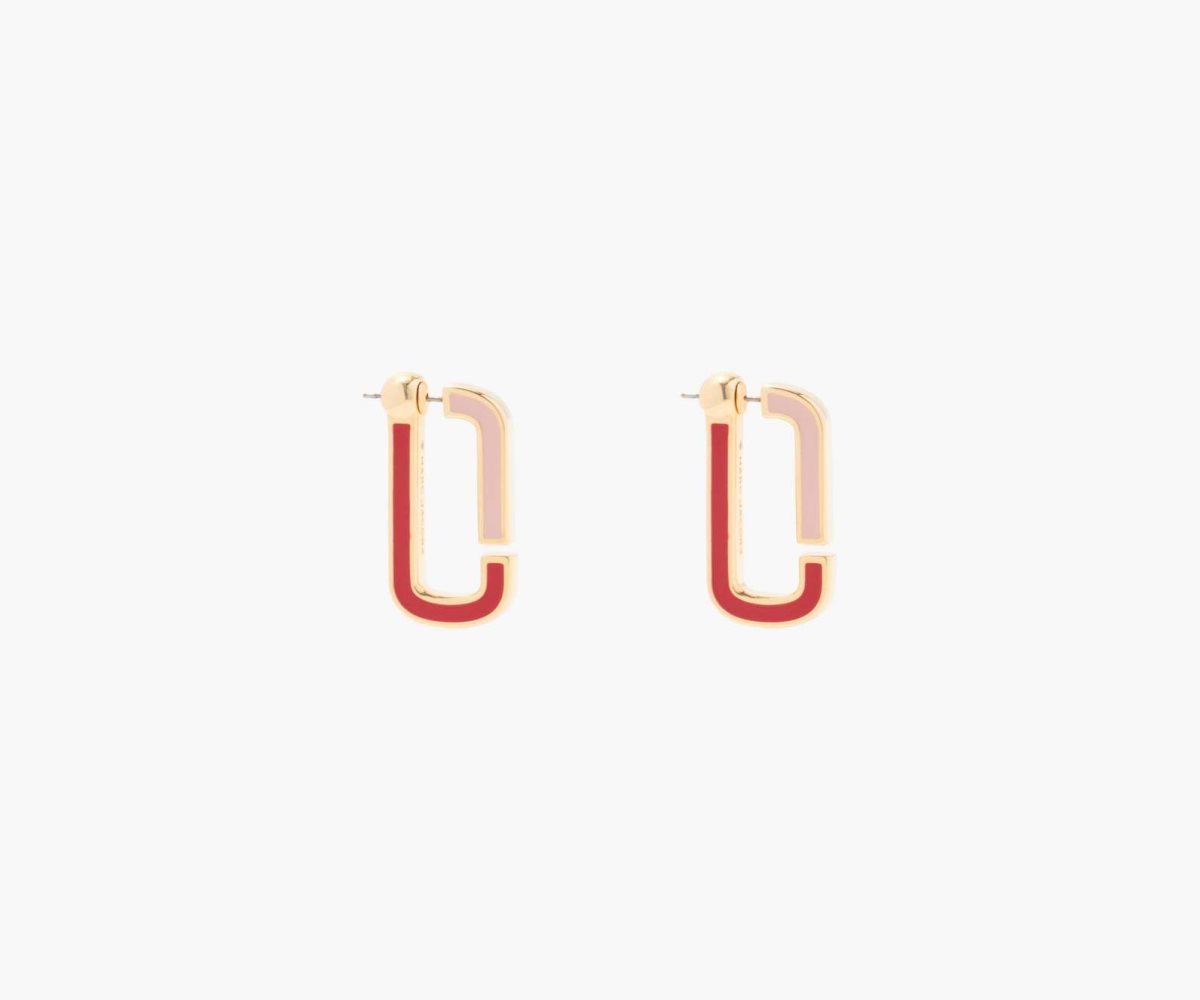 Marc Jacobs J Marc Colorblock Flat Hoops True Red Multi/Gold | DIV-369508