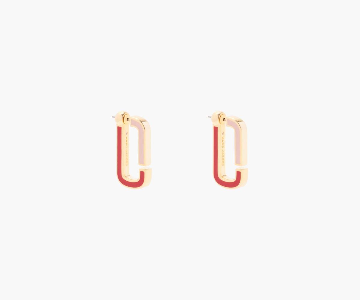 Marc Jacobs J Marc Colorblock Flat Hoops True Red Multi/Gold | DIV-369508