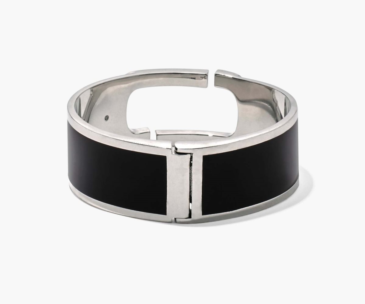 Marc Jacobs J Marc Large Hinge Bangle Black/Silver | EXI-648273