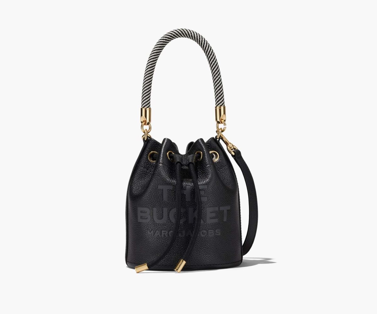 Marc Jacobs Leather Bucket Bag Black | CWT-047126