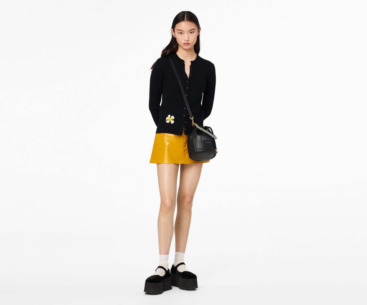 Marc Jacobs Leather Bucket Bag Black | CWT-047126