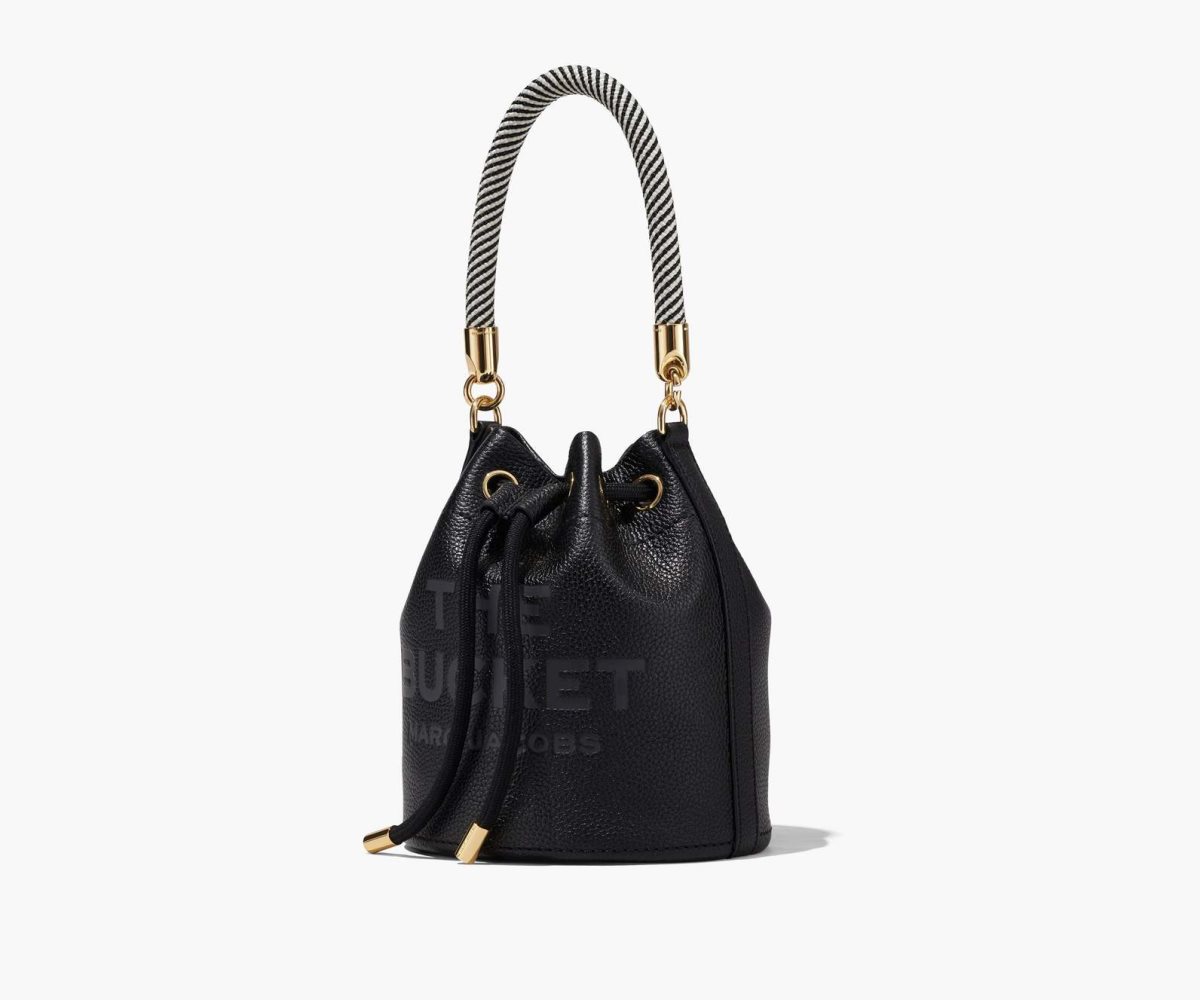 Marc Jacobs Leather Bucket Bag Black | CWT-047126