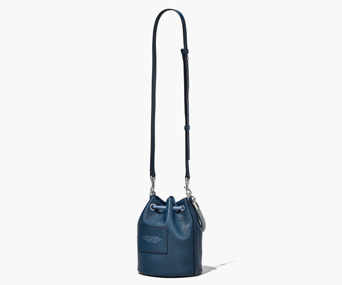 Marc Jacobs Leather Bucket Bag Blue Sea | MFO-872034