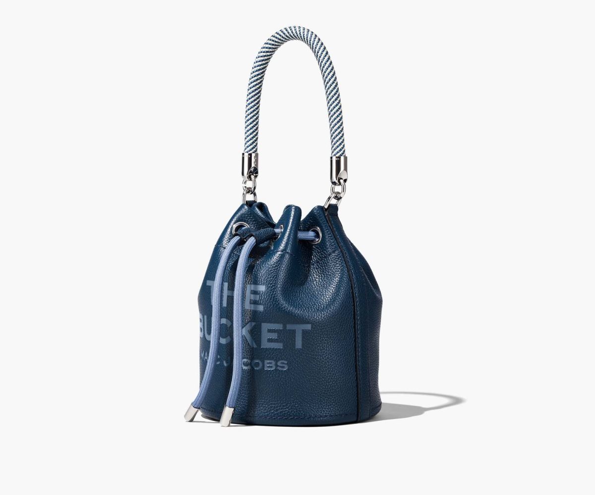 Marc Jacobs Leather Bucket Bag Blue Sea | MFO-872034