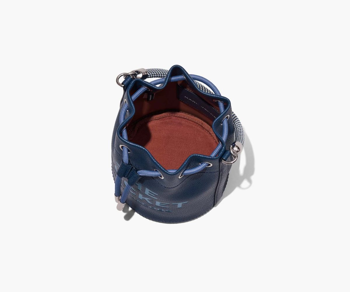 Marc Jacobs Leather Bucket Bag Blue Sea | MFO-872034