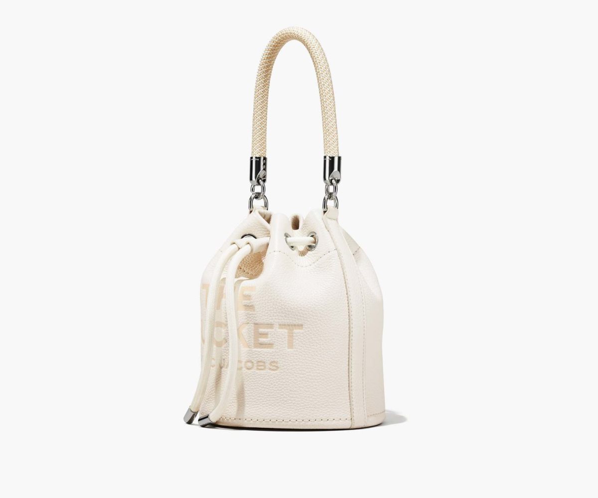 Marc Jacobs Leather Bucket Bag Cotton/Silver | BVH-428013