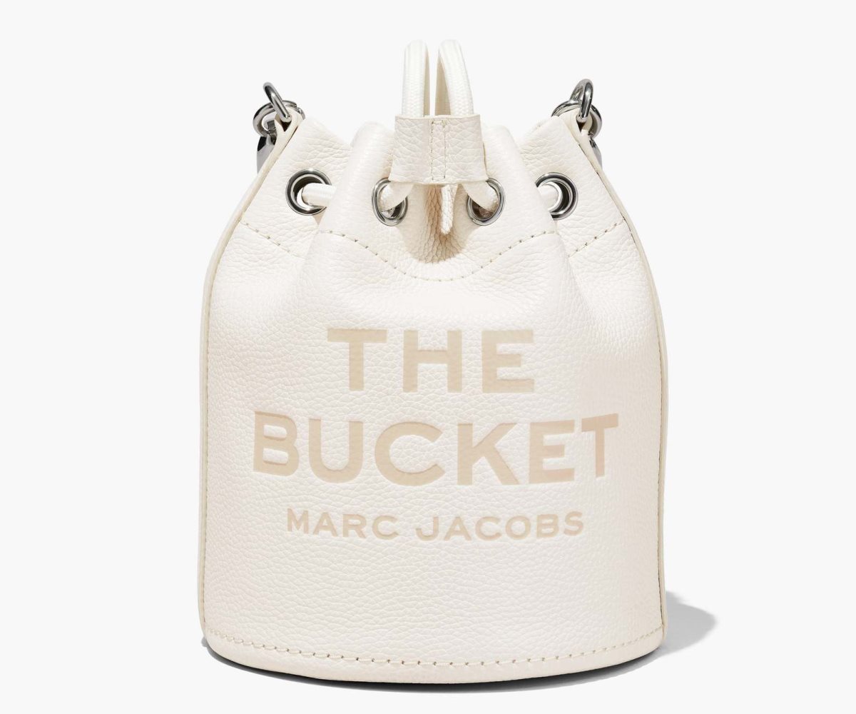 Marc Jacobs Leather Bucket Bag Cotton/Silver | BVH-428013