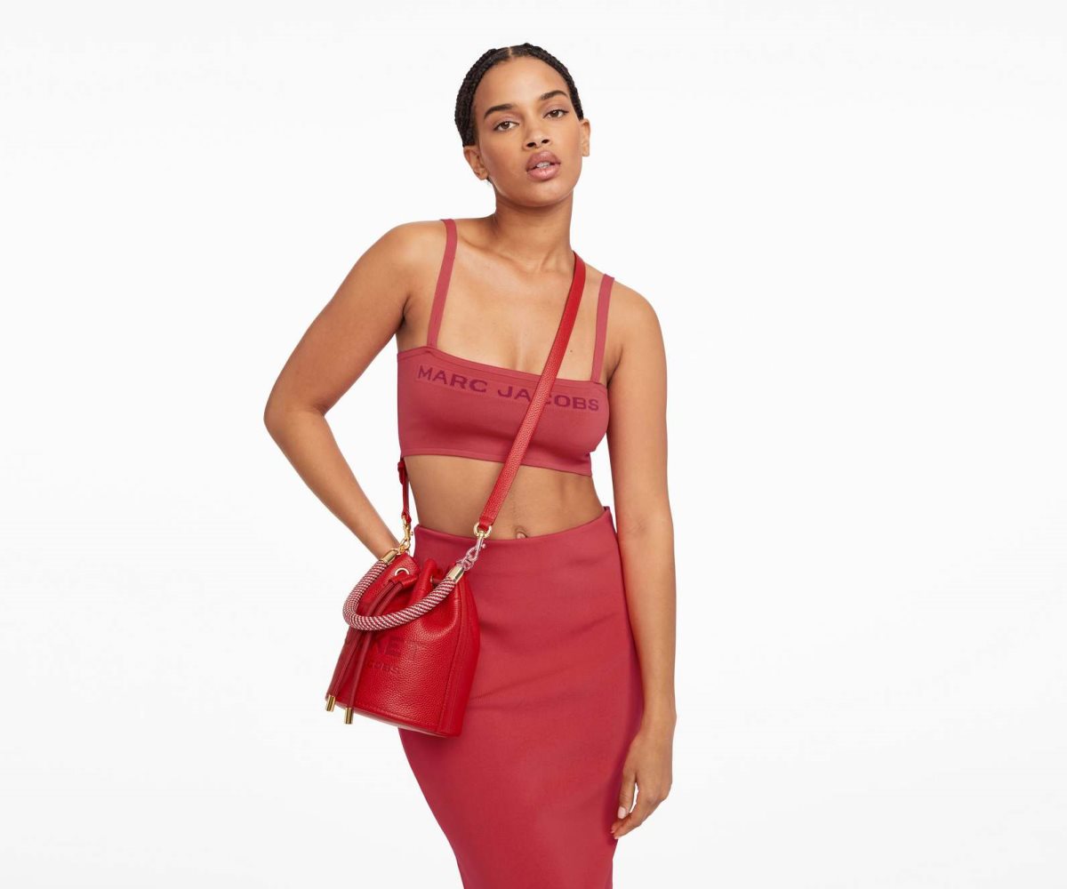 Marc Jacobs Leather Bucket Bag True Red | XUM-680415