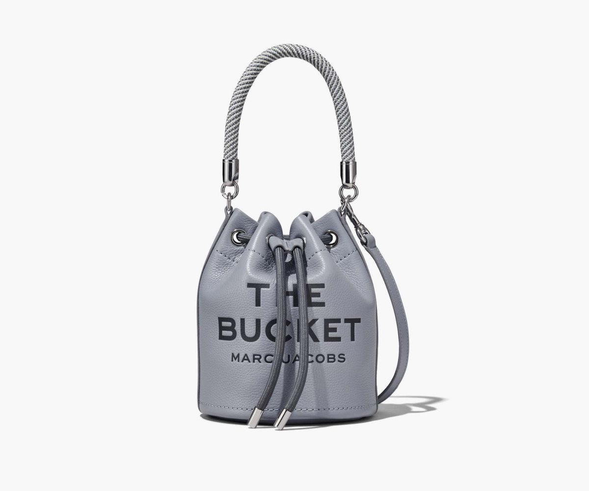 Marc Jacobs Leather Bucket Bag Wolf Grey | JVD-641532