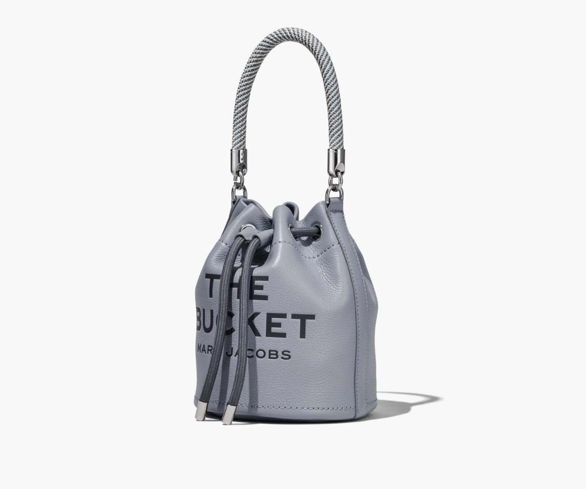 Marc Jacobs Leather Bucket Bag Wolf Grey | JVD-641532