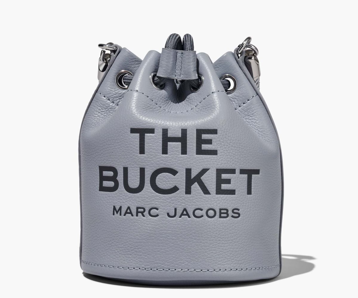 Marc Jacobs Leather Bucket Bag Wolf Grey | JVD-641532