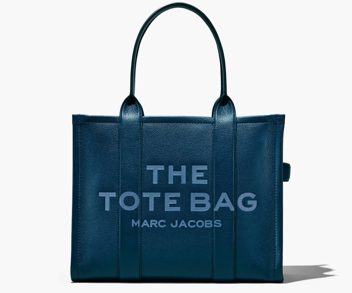 Marc Jacobs Leather Large Tote Bag Blue Sea | DZR-697045