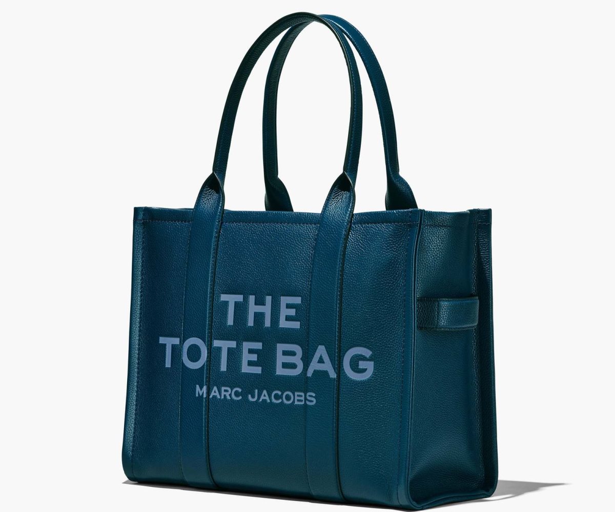 Marc Jacobs Leather Large Tote Bag Blue Sea | DZR-697045