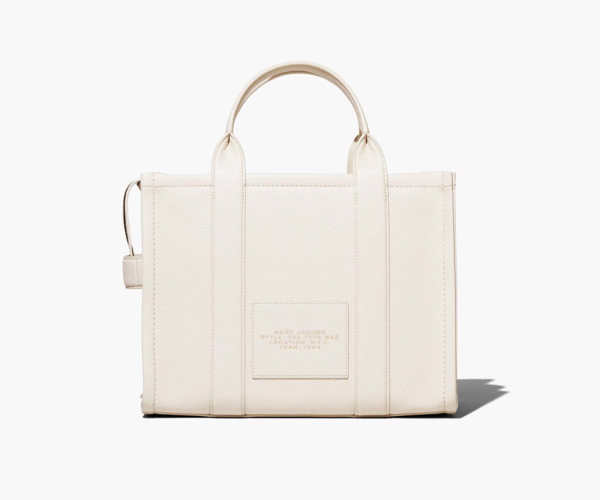 Marc Jacobs Leather Medium Tote Bag Cotton/Silver | NPW-785204