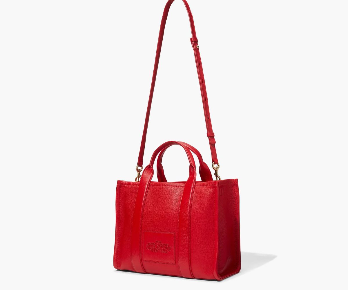 Marc Jacobs Leather Medium Tote Bag True Red | TNY-263497