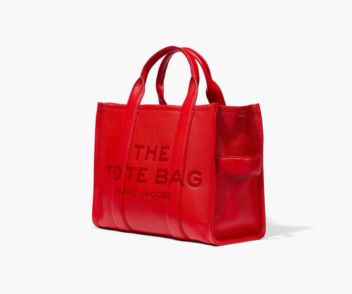 Marc Jacobs Leather Medium Tote Bag True Red | TNY-263497
