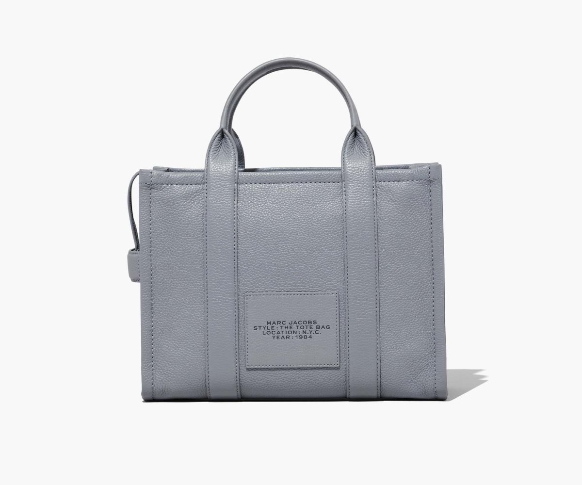 Marc Jacobs Leather Medium Tote Bag Wolf Grey | NLT-916580