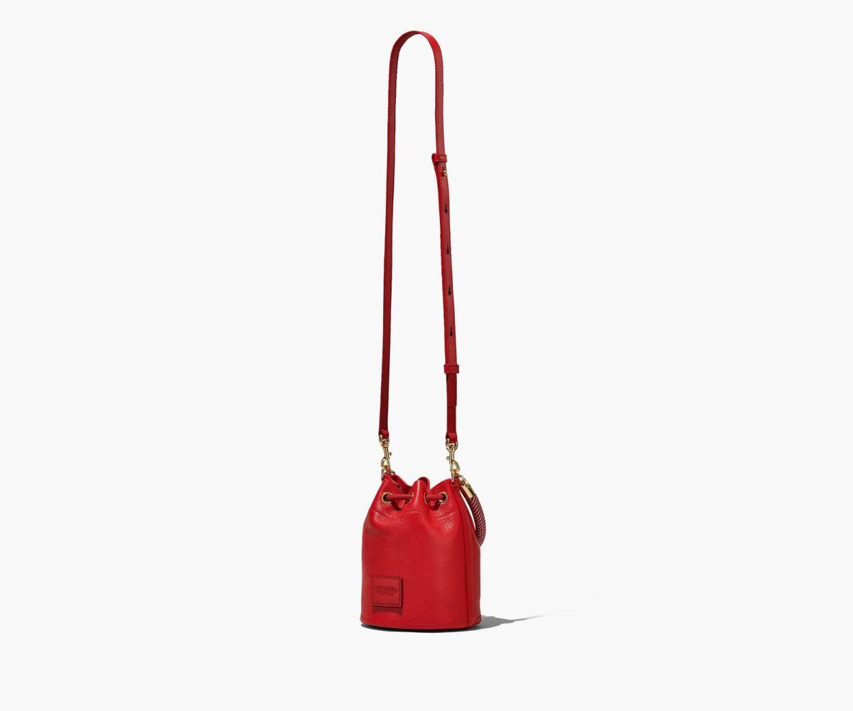 Marc Jacobs Leather Micro Bucket Bag True Red | DCI-570196