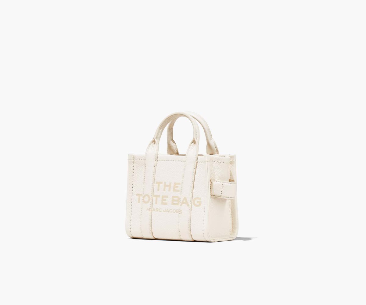 Marc Jacobs Leather Micro Tote Bag Cotton/Silver | TLH-539602