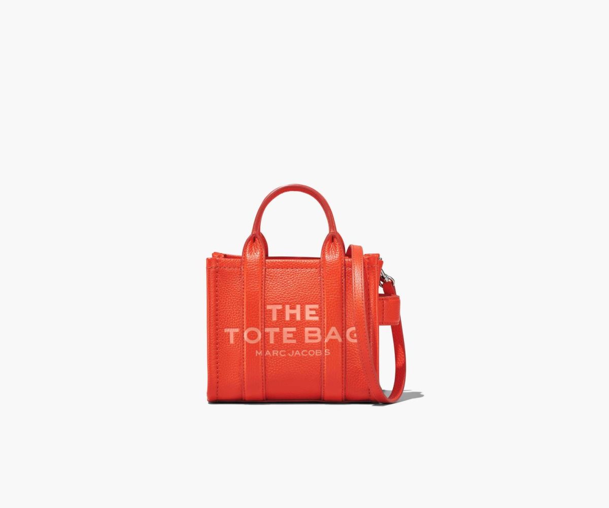 Marc Jacobs Leather Micro Tote Bag Electric Orange | CIA-862154