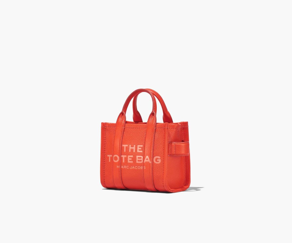 Marc Jacobs Leather Micro Tote Bag Electric Orange | CIA-862154