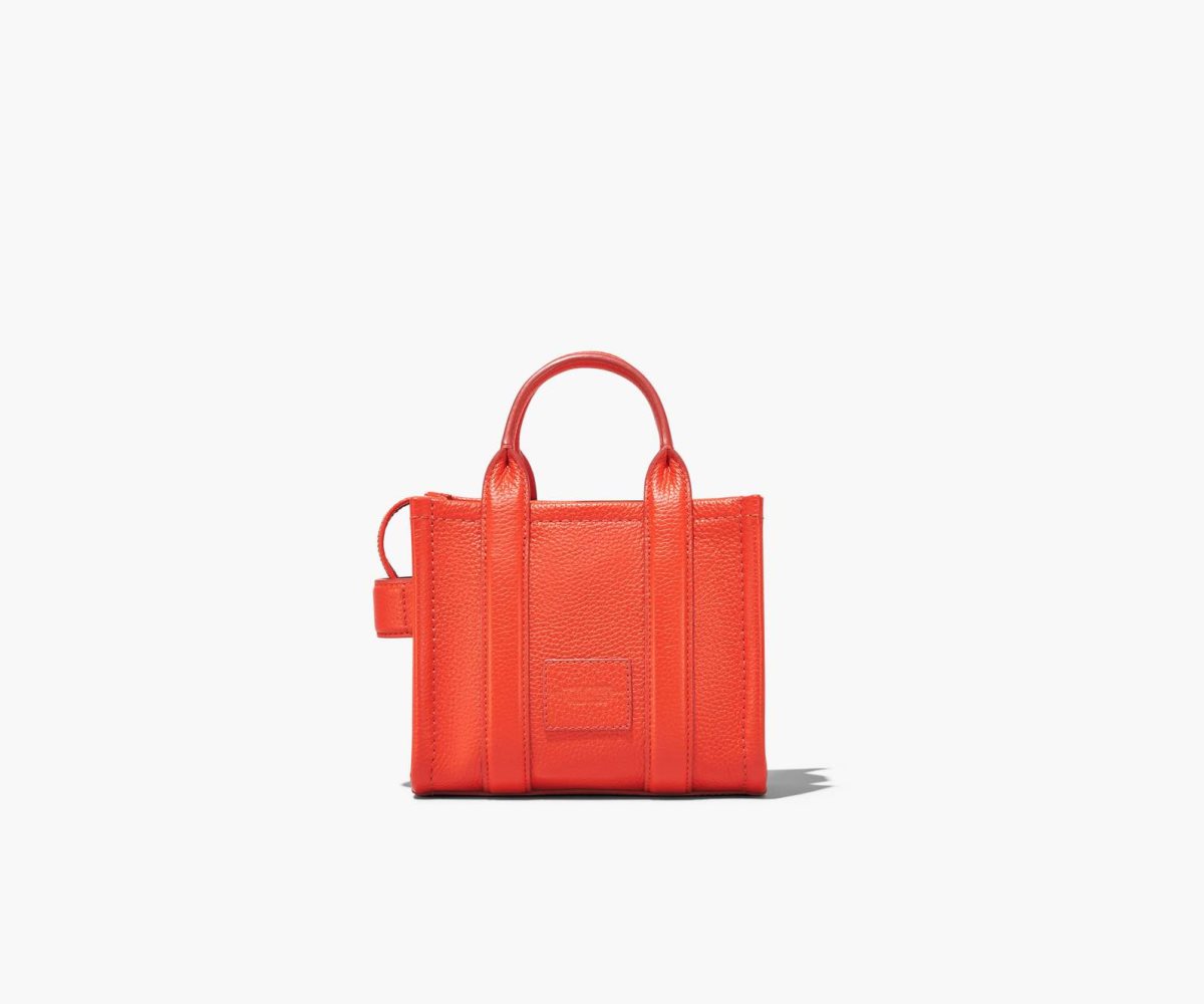 Marc Jacobs Leather Micro Tote Bag Electric Orange | CIA-862154