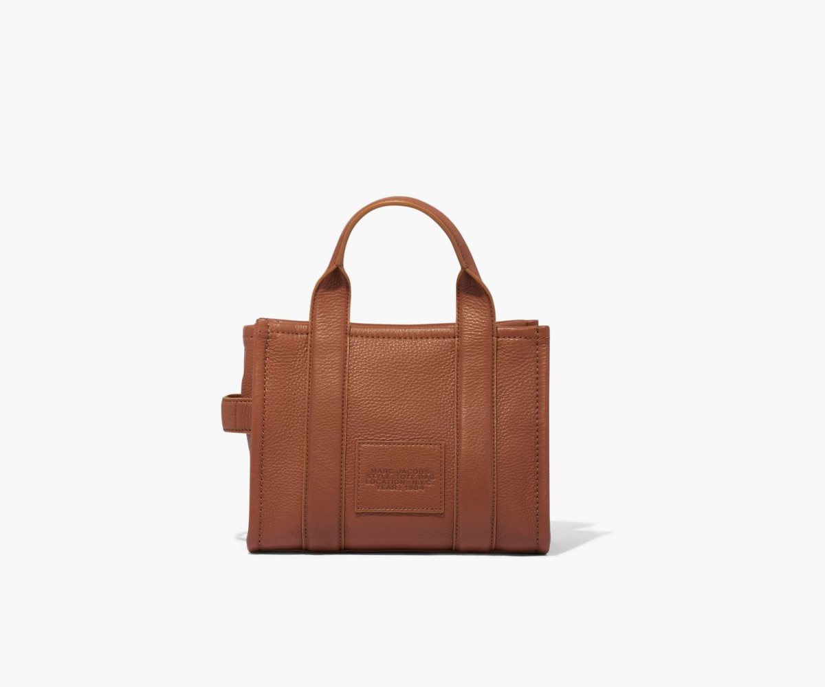 Marc Jacobs Leather Mini Tote Bag Argan Oil | HJI-750146