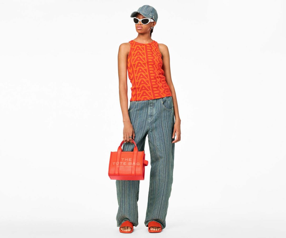 Marc Jacobs Leather Mini Tote Bag Electric Orange | QRI-564709