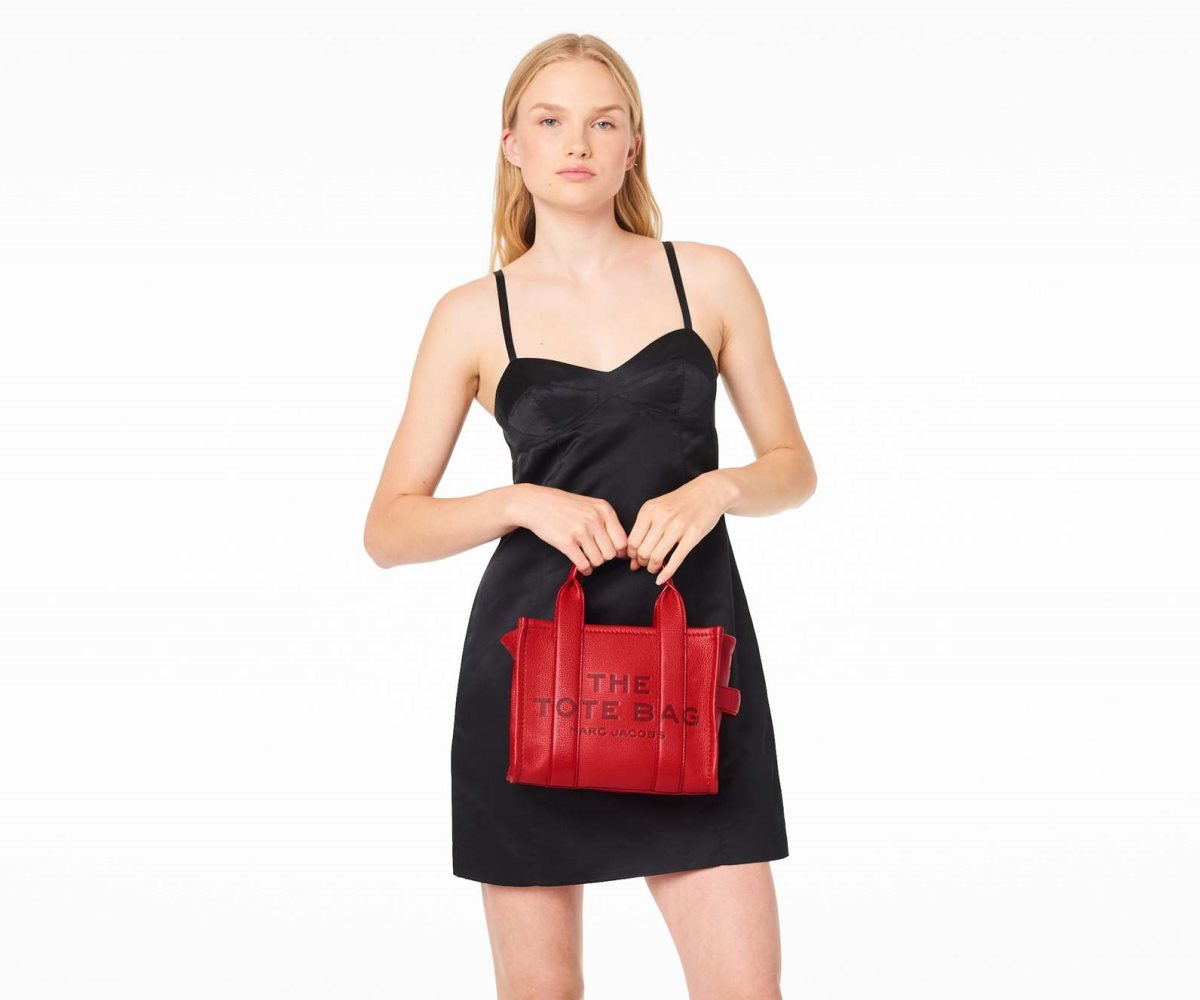 Marc Jacobs Leather Mini Tote Bag True Red | UEQ-173806