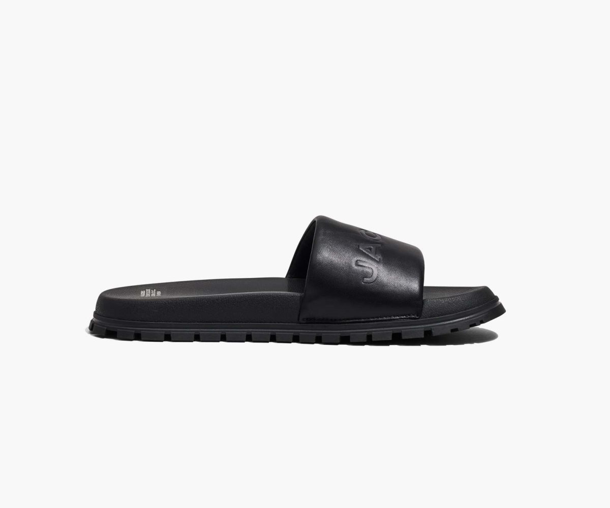 Marc Jacobs Leather Slide Black | HOL-436725