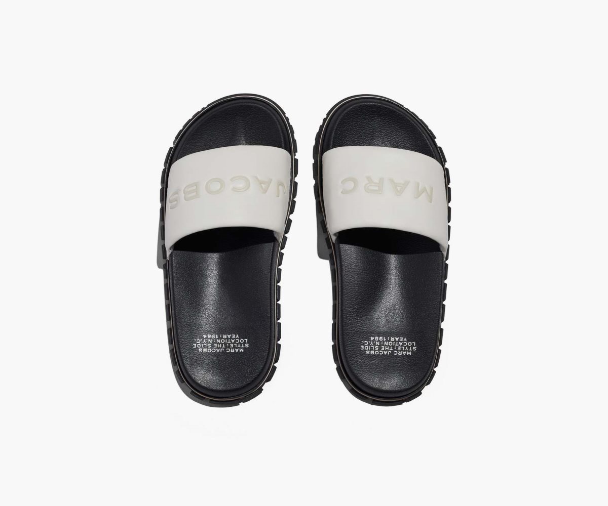 Marc Jacobs Leather Slide Cotton White | MPW-829357