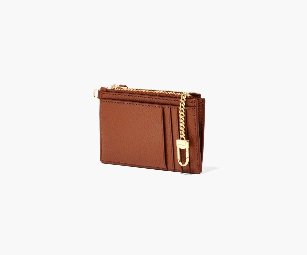 Marc Jacobs Leather Top Zip Wristlet Argan Oil | BTM-653071