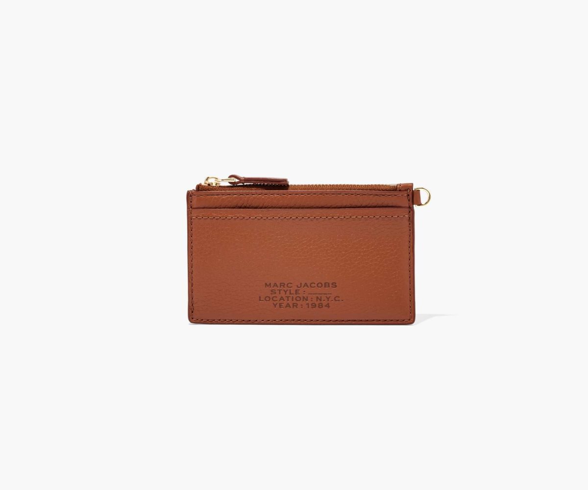 Marc Jacobs Leather Top Zip Wristlet Argan Oil | BTM-653071