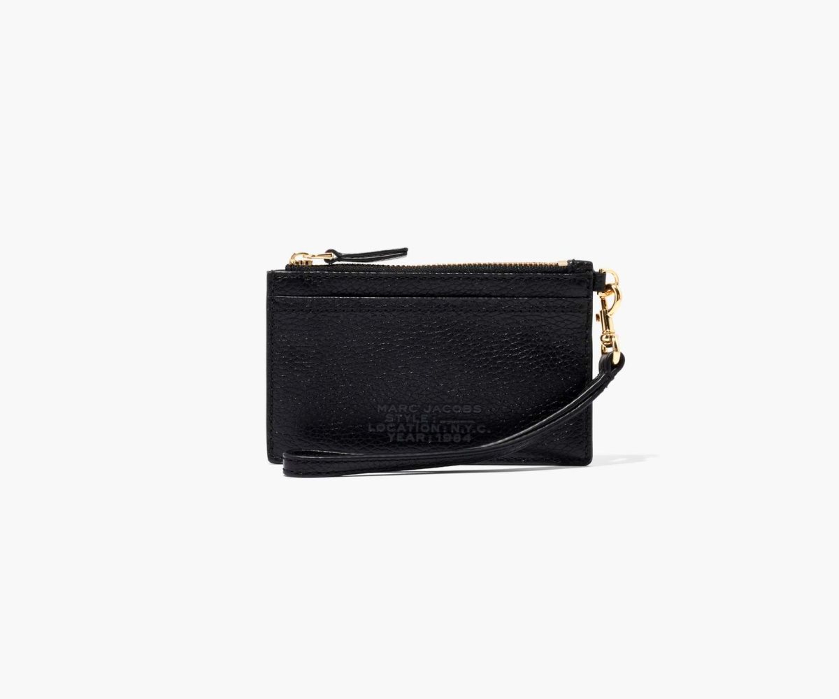 Marc Jacobs Leather Top Zip Wristlet Black | FHT-659342