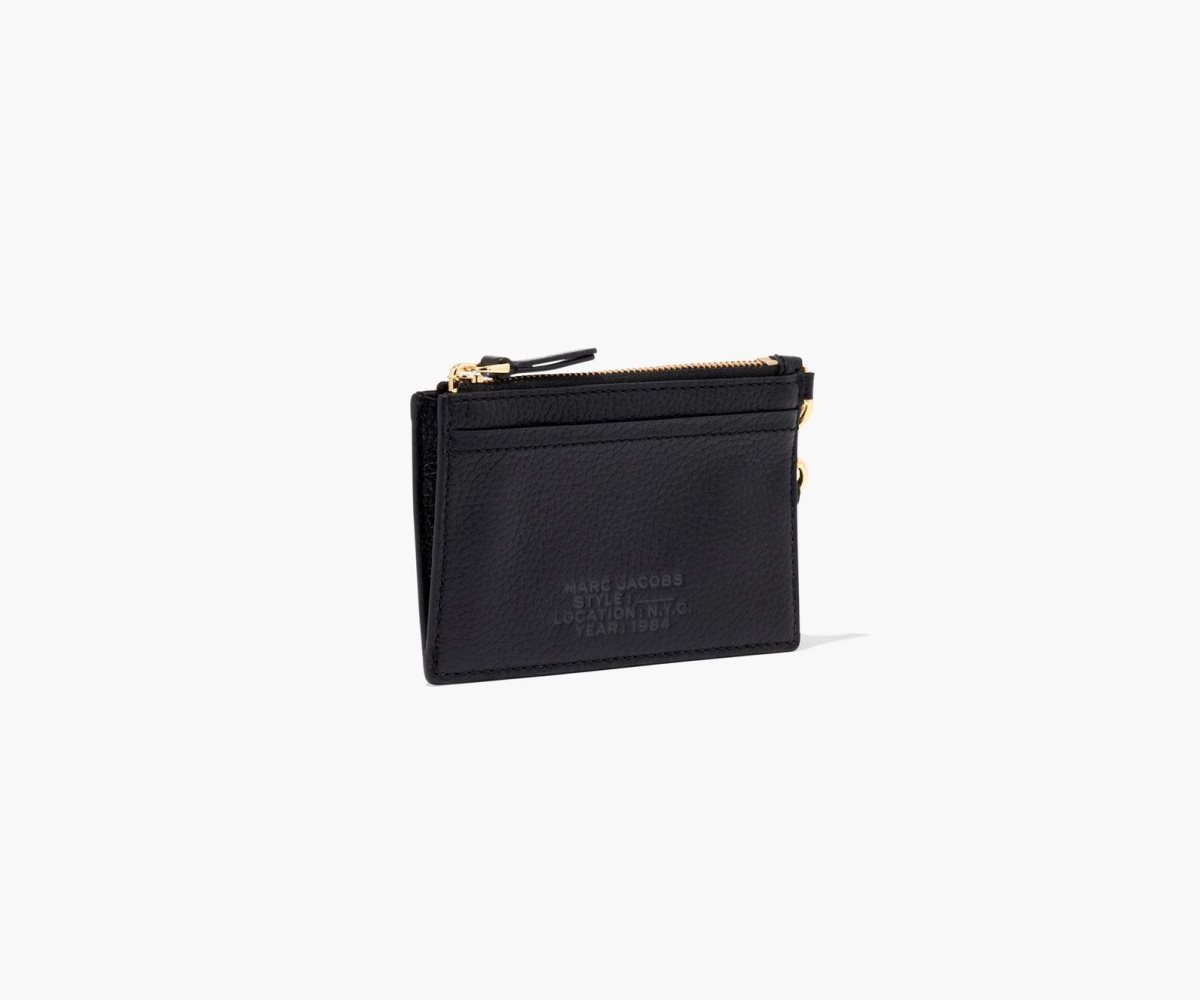 Marc Jacobs Leather Top Zip Wristlet Black | FHT-659342