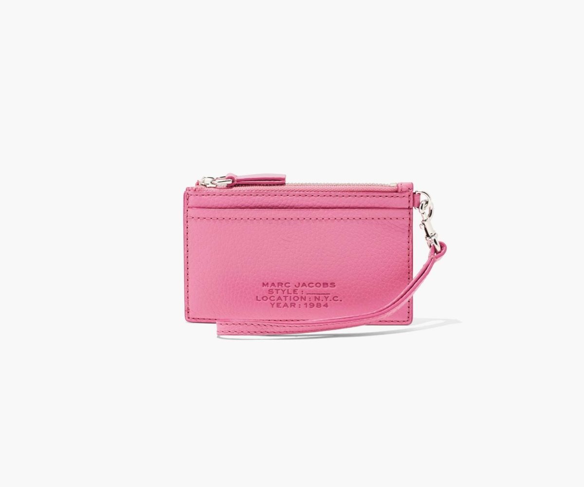 Marc Jacobs Leather Top Zip Wristlet Candy Pink | WMD-270413