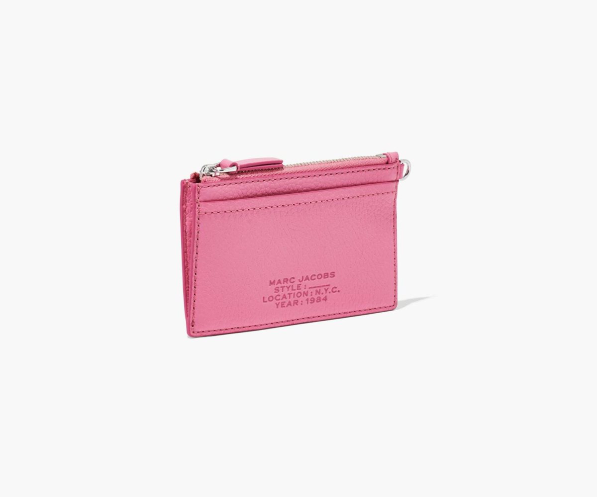 Marc Jacobs Leather Top Zip Wristlet Candy Pink | WMD-270413