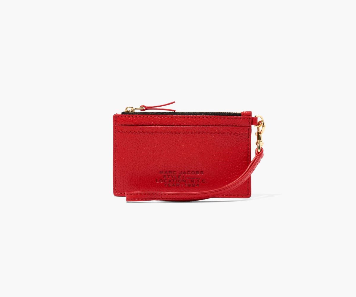 Marc Jacobs Leather Top Zip Wristlet True Red | OTA-123860