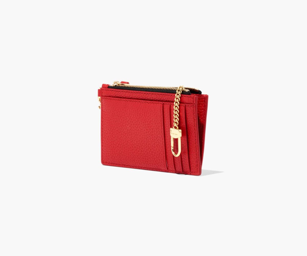 Marc Jacobs Leather Top Zip Wristlet True Red | OTA-123860