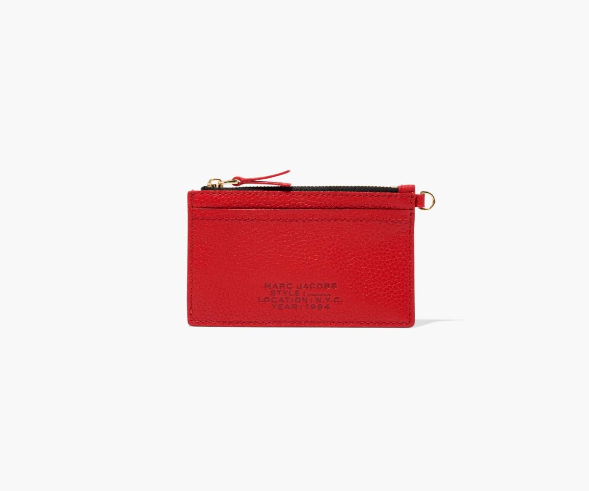 Marc Jacobs Leather Top Zip Wristlet True Red | OTA-123860